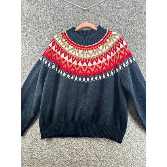 Tommy Hilfiger Womens Nordic Pattern Sweater Black Red Gold Acrylic Polyester XL - Picture 1 of 6